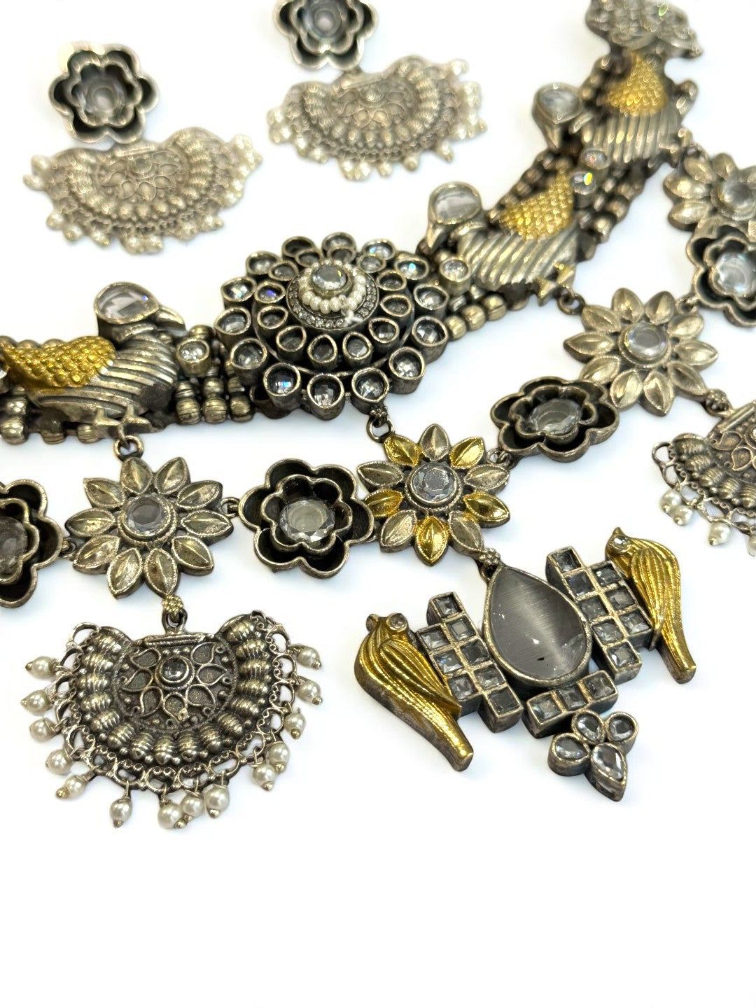 BLACK PURVA GERMAN SILVER JEWELLERY SET