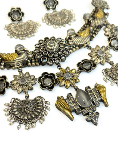 BLACK PURVA GERMAN SILVER JEWELLERY SET