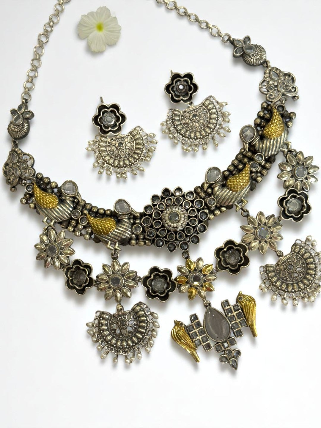 BLACK PURVA GERMAN SILVER JEWELLERY SET