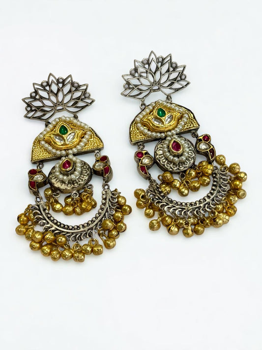 MAGENTA BIRDS GRACY GERMAN SILVER EARRINGS