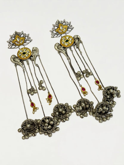 DUAL TONE ROSELIN GERMAN SILVER EARRINGS