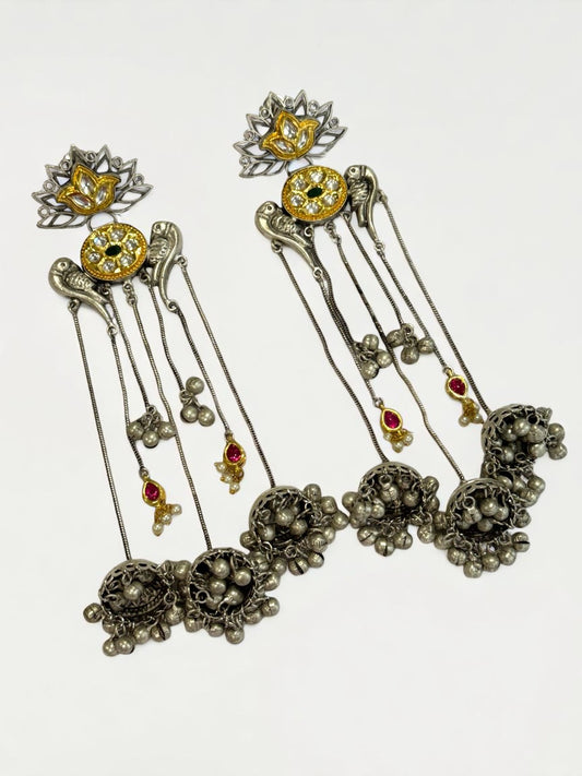 DUAL TONE ROSELIN GERMAN SILVER EARRINGS