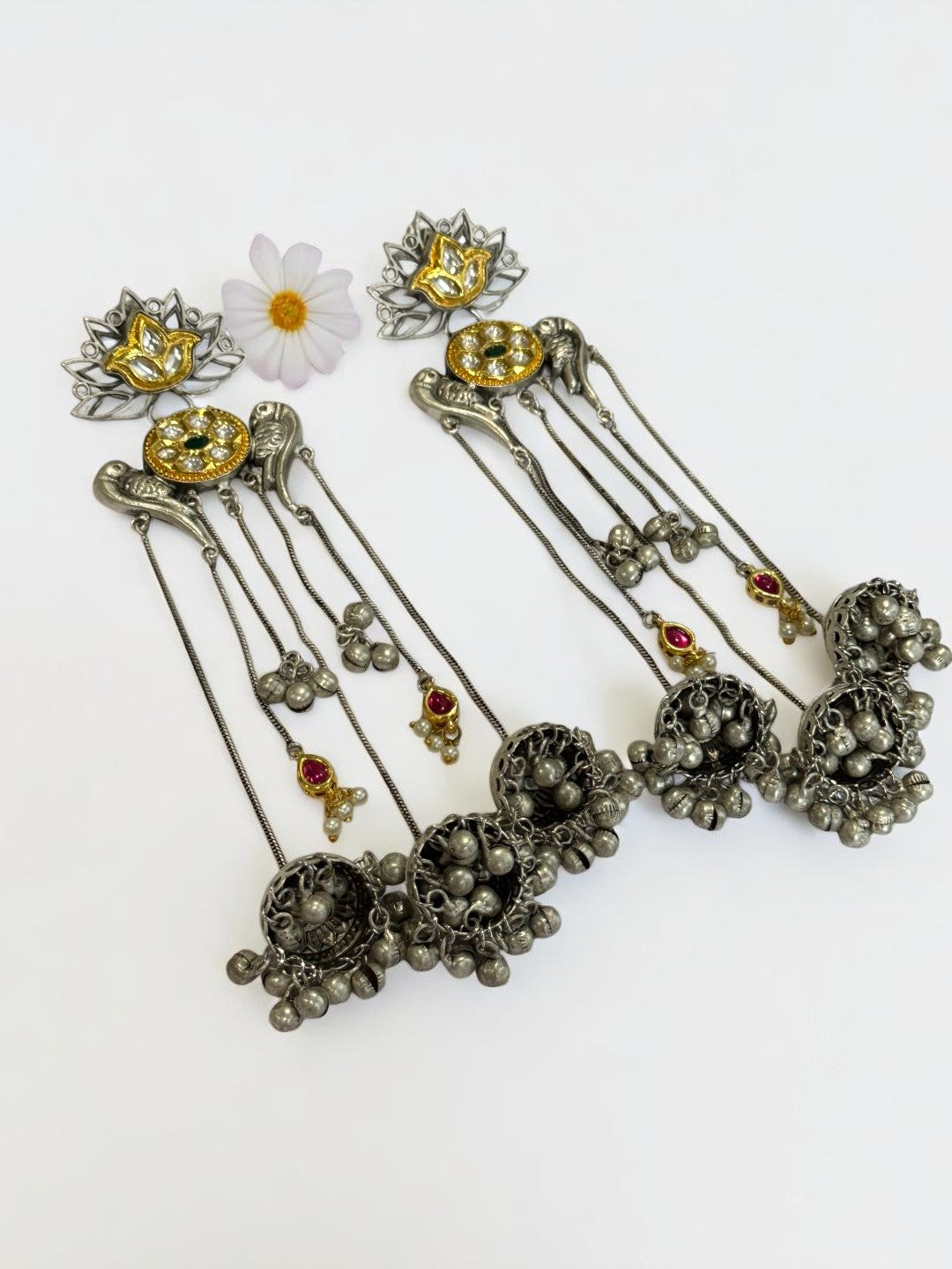 DUAL TONE ROSELIN GERMAN SILVER EARRINGS