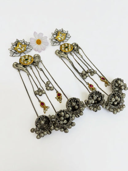 DUAL TONE ROSELIN GERMAN SILVER EARRINGS
