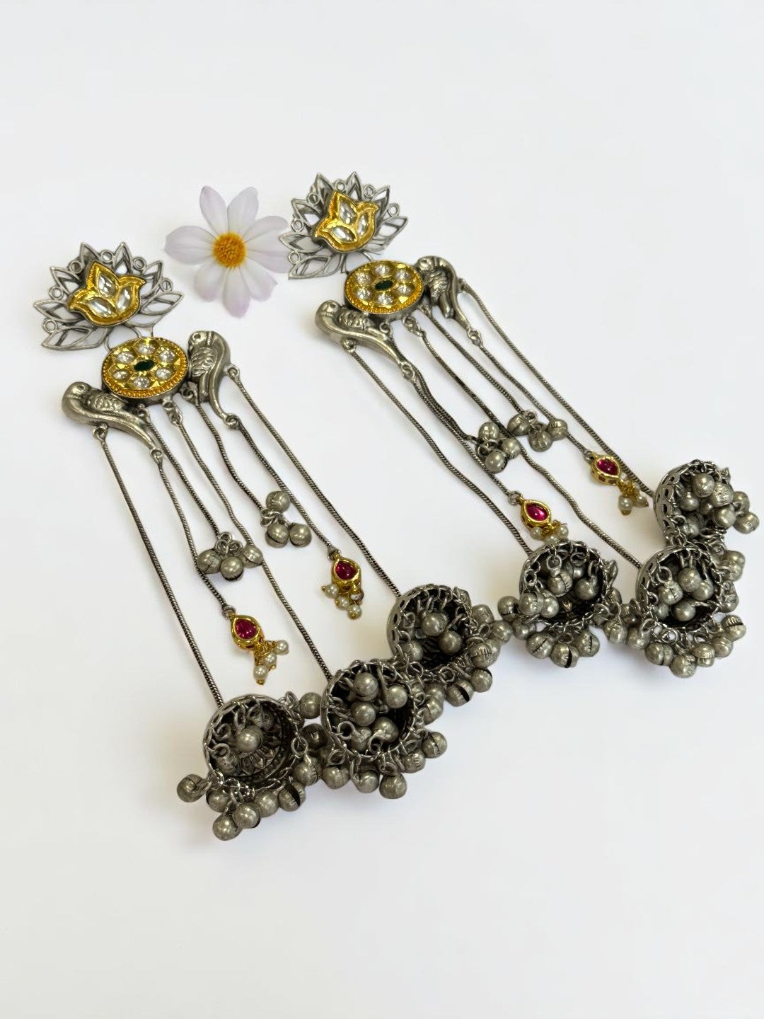 DUAL TONE ROSELIN GERMAN SILVER EARRINGS