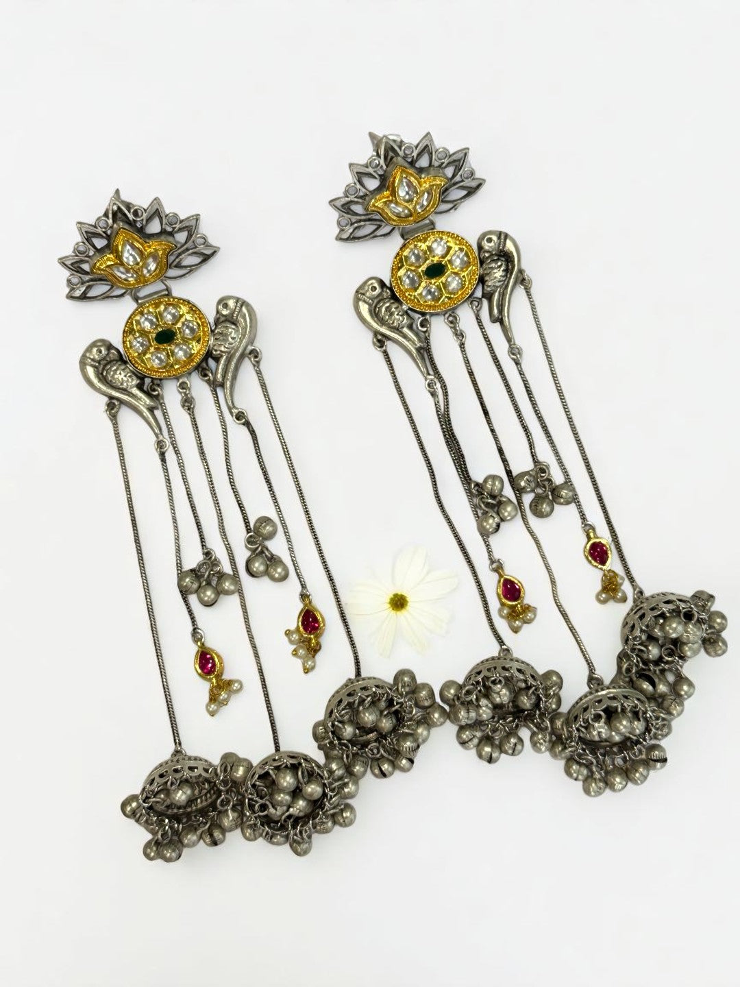 DUAL TONE ROSELIN GERMAN SILVER EARRINGS