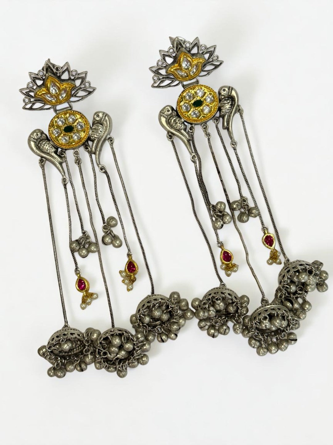 DUAL TONE ROSELIN GERMAN SILVER EARRINGS