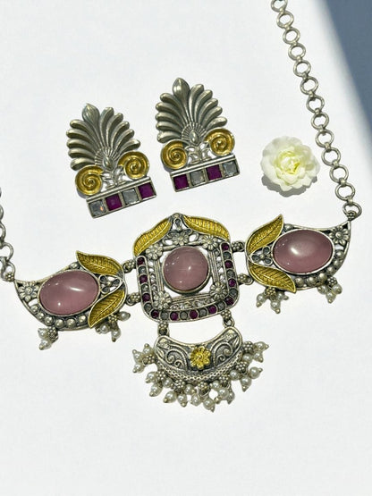 PINK RITU GERMAN SILVER JEWELLERY SET
