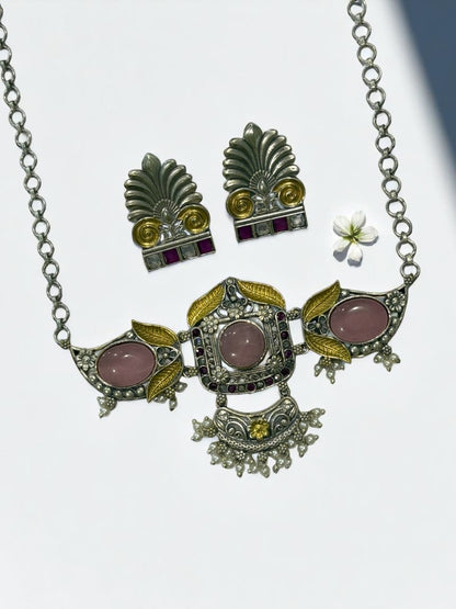 PINK RITU GERMAN SILVER JEWELLERY SET