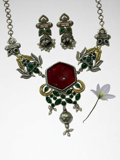 RUBY REKHA GERMAN SILVER JEWELLERY SET