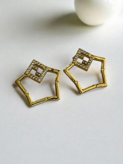 GOLDEN DIAMOND F REAGAN EARRINGS