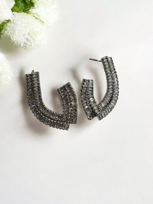 SILVER DIAMOND ANDREA EARRINGS