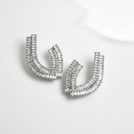 SILVER DIAMOND ANDREA EARRINGS