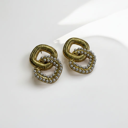 GOLD STACKED SQUARE WRINICA EARRINGS