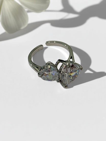 SILVER HEART DIAMOND JEMMY RING
