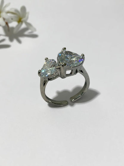 SILVER HEART DIAMOND JEMMY RING