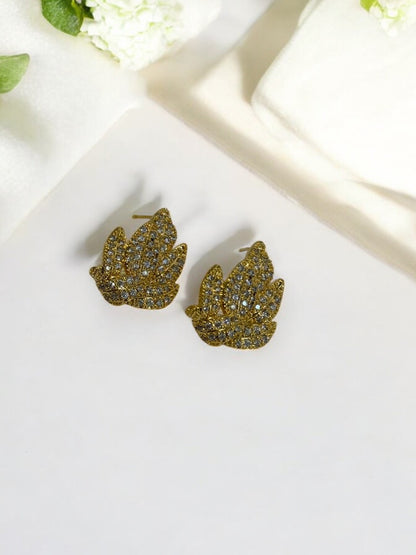 GOLDEN DIAMOND LEAF ALANIA EARRINGS