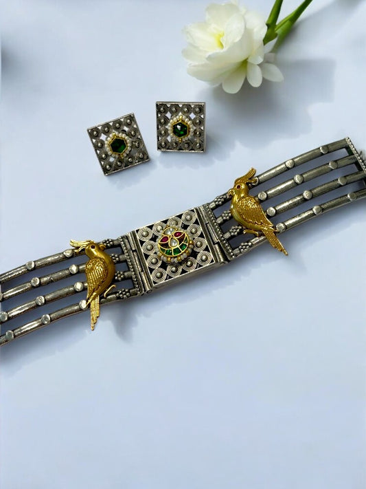 MULTI RAVINA GERMAN SILVER JEWELLERY SET