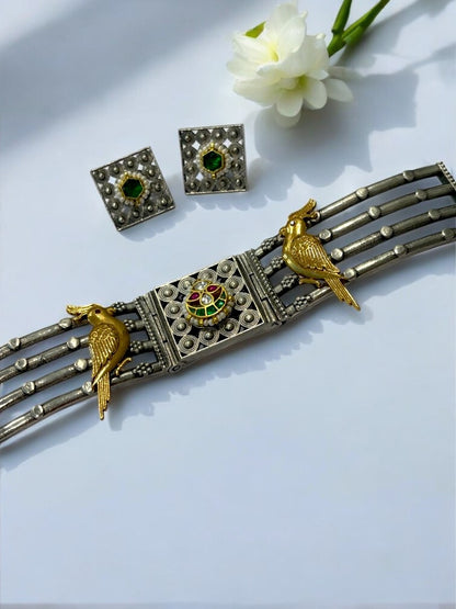 MULTI RAVINA GERMAN SILVER JEWELLERY SET