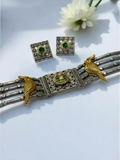 MULTI RAVINA GERMAN SILVER JEWELLERY SET