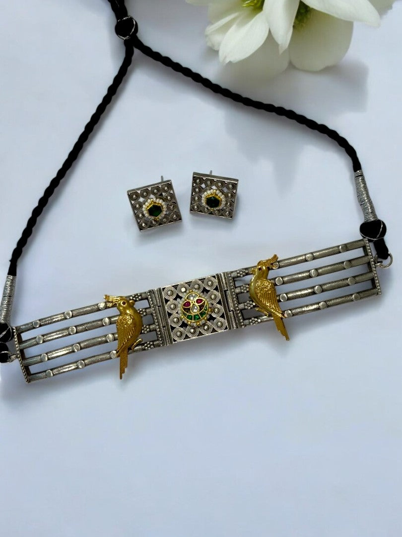 MULTI RAVINA GERMAN SILVER JEWELLERY SET