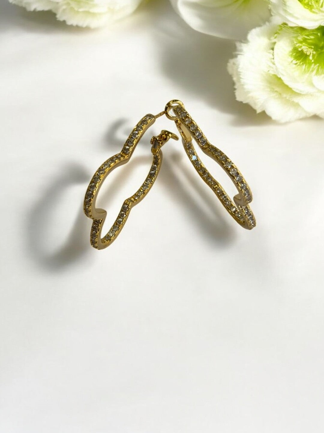 GOLDEN DIAMOND LINE CLOVER PRILINIE EARRINGS