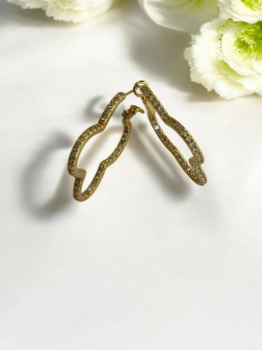GOLDEN DIAMOND LINE CLOVER PRILINIE EARRINGS