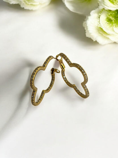 GOLDEN DIAMOND LINE CLOVER PRILINIE EARRINGS