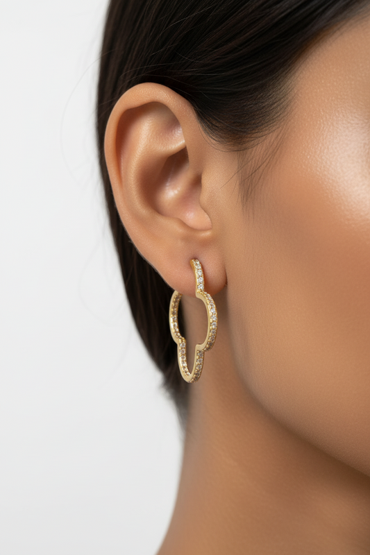 GOLDEN DIAMOND LINE CLOVER PRILINIE EARRINGS