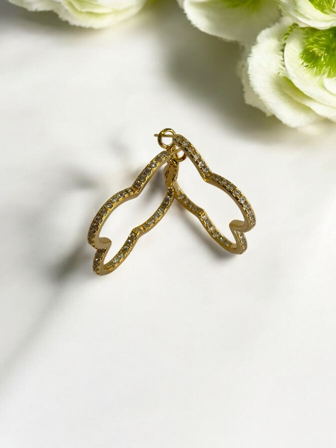 GOLDEN DIAMOND LINE CLOVER PRILINIE EARRINGS