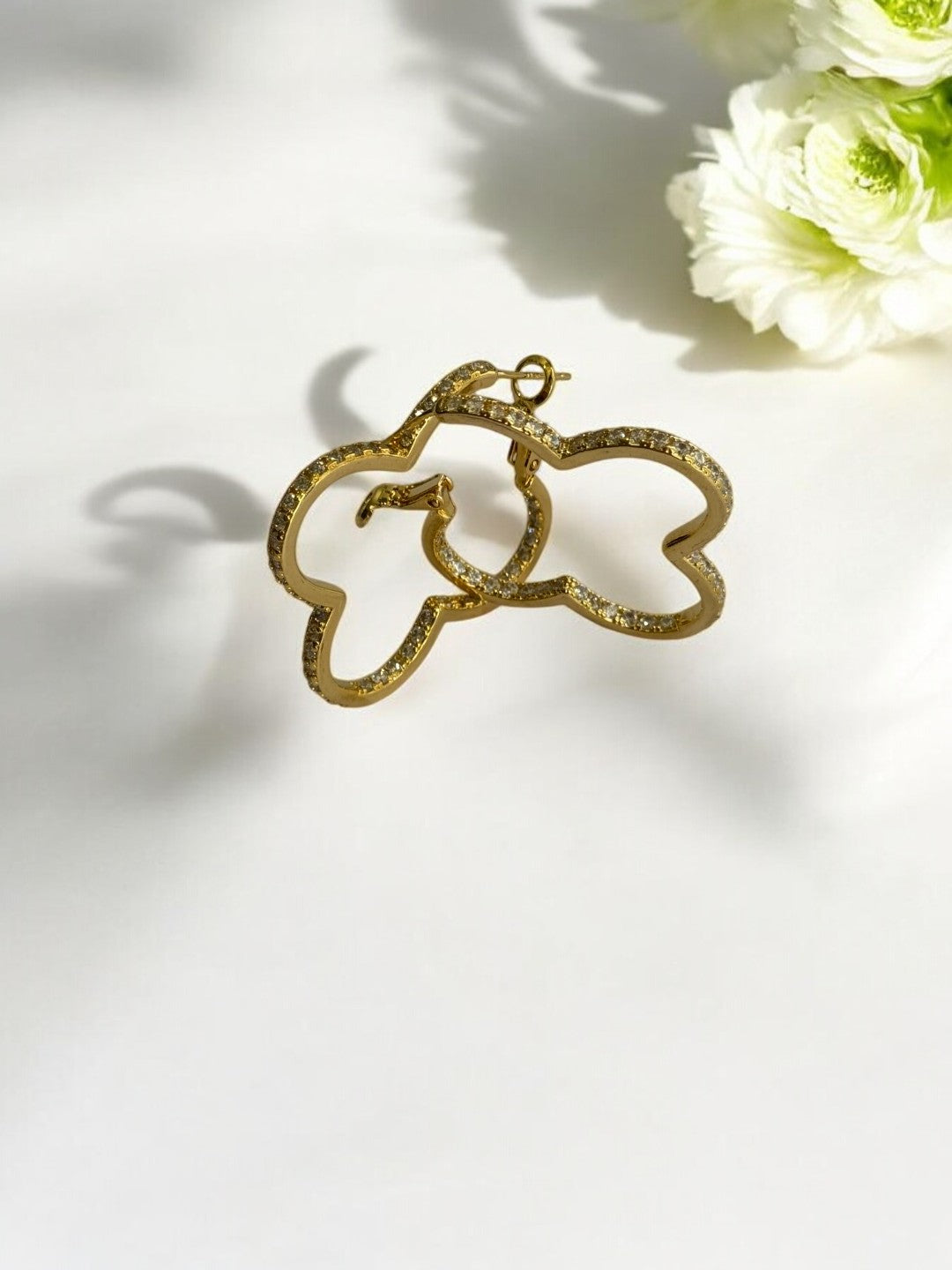GOLDEN DIAMOND LINE CLOVER PRILINIE EARRINGS
