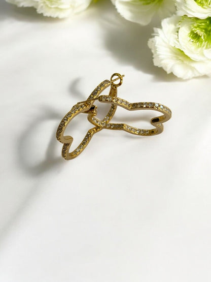 GOLDEN DIAMOND LINE CLOVER PRILINIE EARRINGS