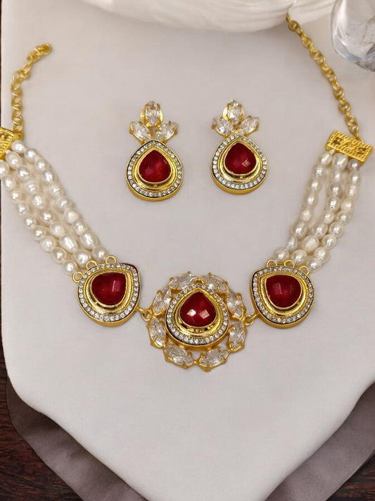 RED ADHIRA JEWELLERY SET