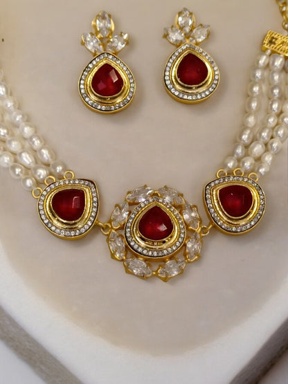 RED ADHIRA JEWELLERY SET