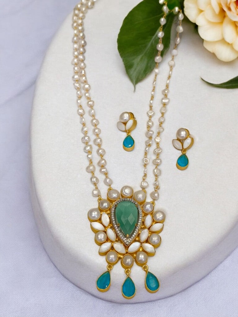 BLUE AASTHA MALA JEWELLERY SET