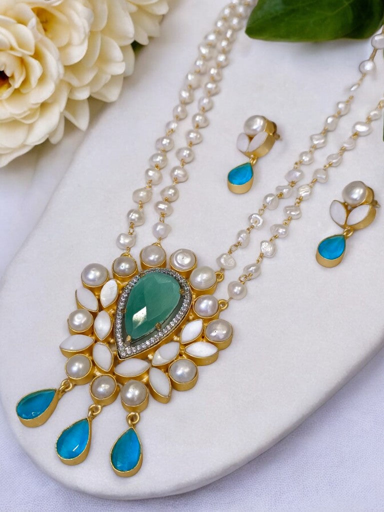 BLUE AASTHA MALA JEWELLERY SET