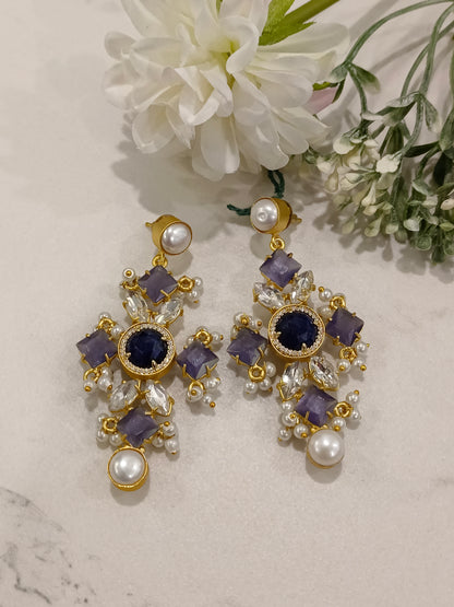 PURPLE AARATHI SEMI PRECIOUS EARRINGS