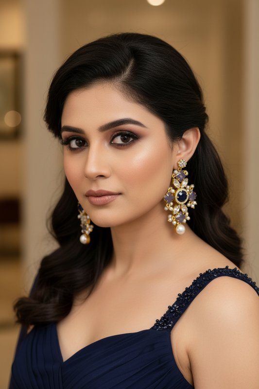 PURPLE AARATHI SEMI PRECIOUS EARRINGS