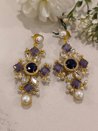 PURPLE AARATHI SEMI PRECIOUS EARRINGS
