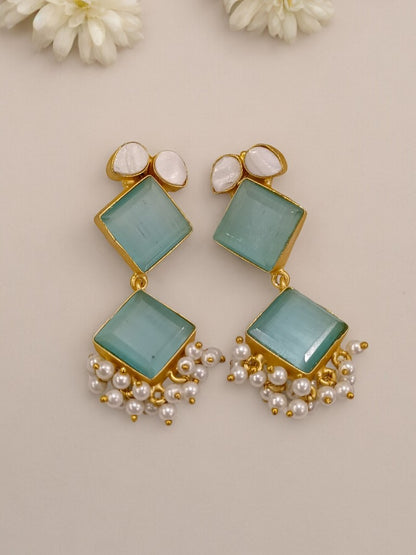 SEA BLUE ROSHNI SEMI PRECIOUS EARRINGS