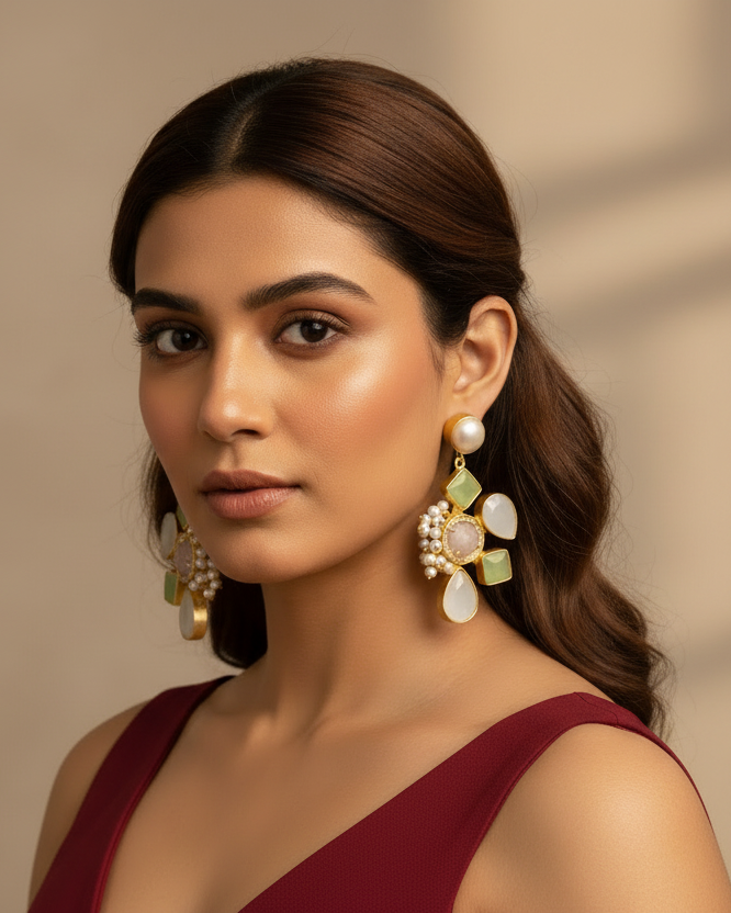 LEMON AARTI SEMI PRECIOUS EARRINGS