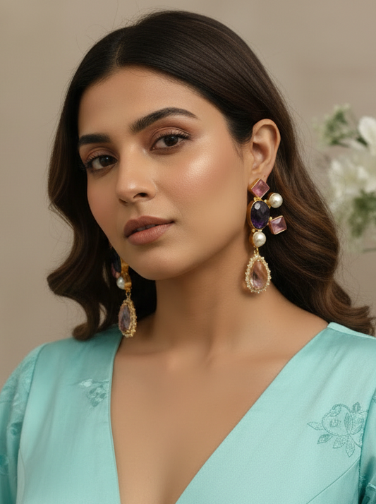 PINK AARURA SEMI PRECIOUS EARRINGS