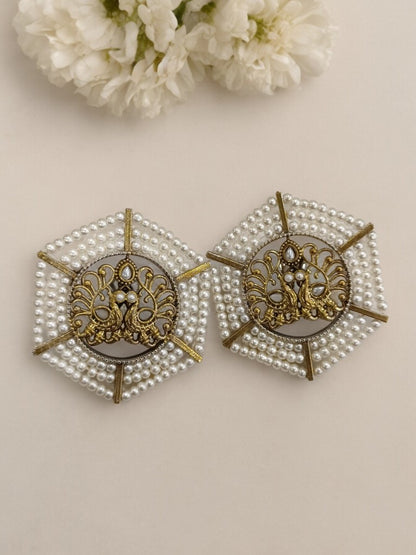 WHITE MOHITA GERMAN SILVER EARRINGS