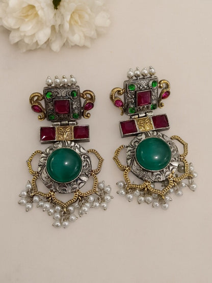 MULTI VAIBHAVYA GERMAN SILVER EARRINGS