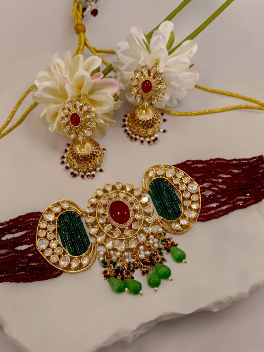 MAROON ABHIRI JEWELLERY SET