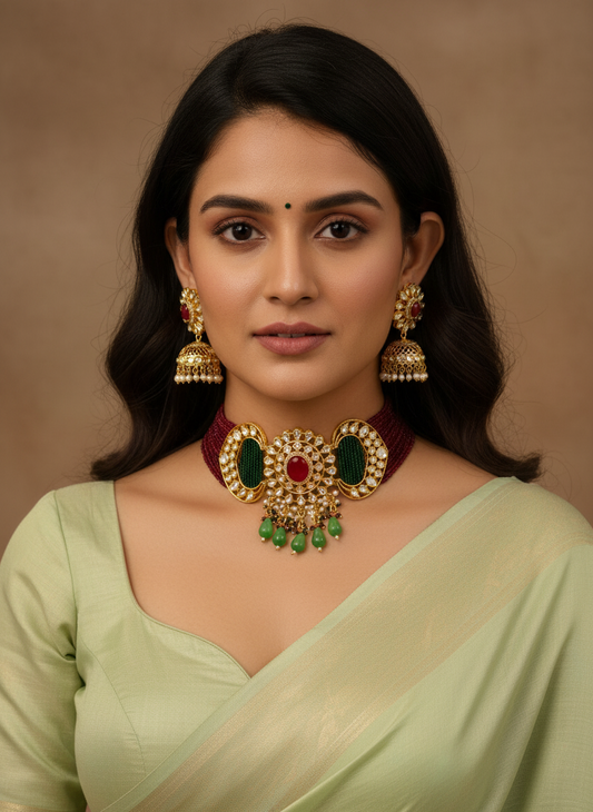 MAROON ABHIRI JEWELLERY SET