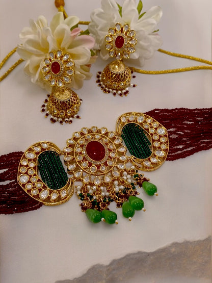 MAROON ABHIRI JEWELLERY SET