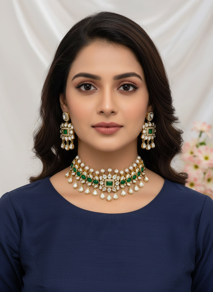 GREEN ADHAYA JEWELLERY SET