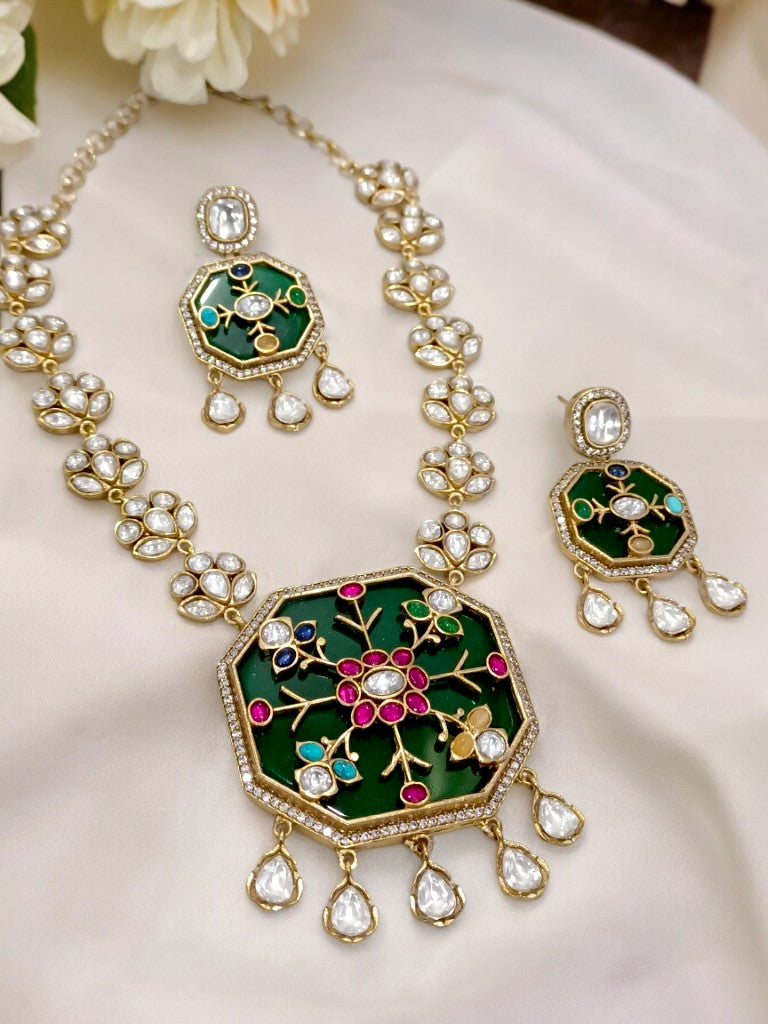 GREEN ABHITHI JEWELLERY SET