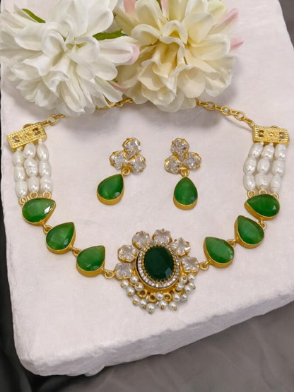 GREEN RITIKA JEWELLERY SET
